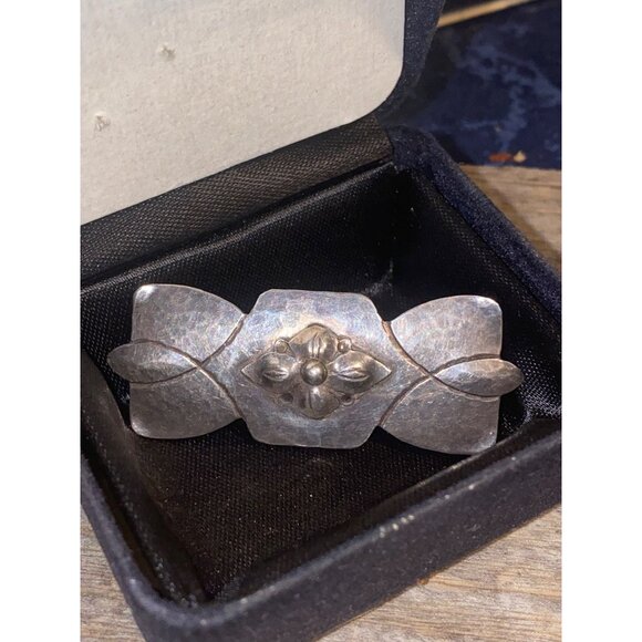 Bjarne 925 Sterling Silver Hammered Floral Arts Brooch Pin Vintage Jewelry Craft - Picture 3 of 13